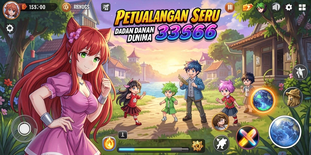Screenshot gameplay 333666 menunjukkan pertarungan epik karakter Anime.