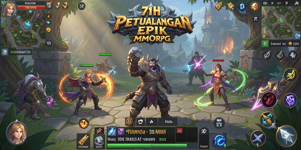 Screenshot dari 71H menampilkan aksi seru dalam pertempuran MMORPG.