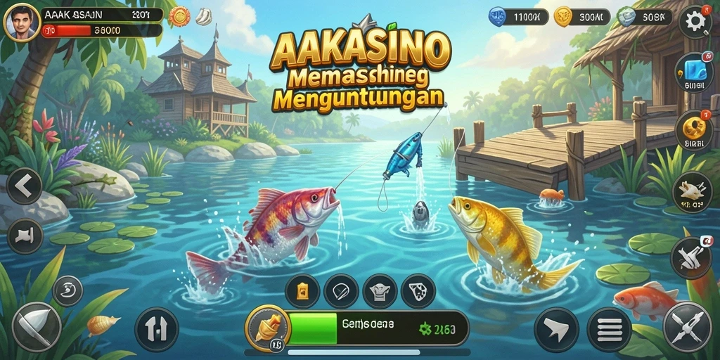 Tampilan gameplay AAKASINO dengan aksi memancing yang mendebarkan.