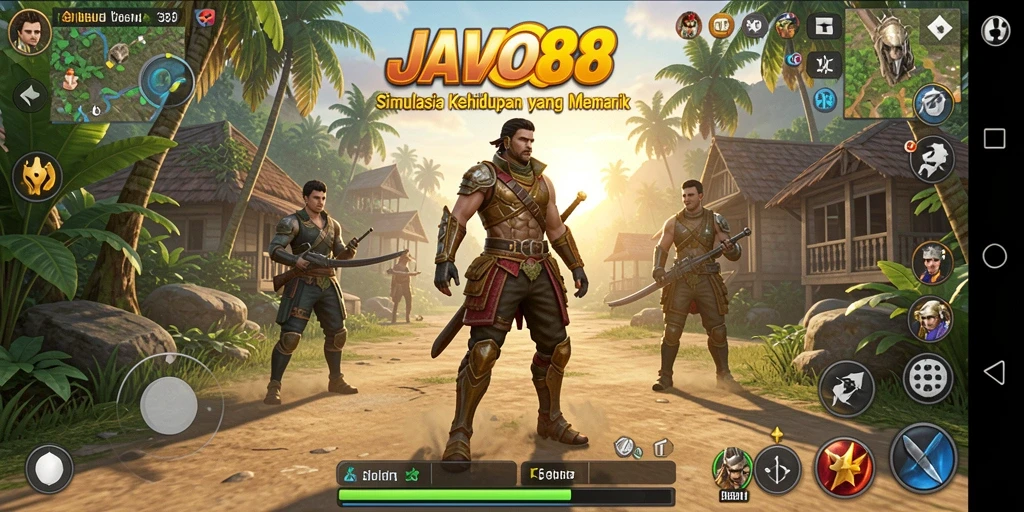 Tampilan screenshot utama JAVO88 menampilkan gameplay simulasi kehidupan yang realistis.