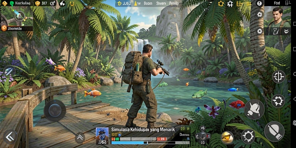 Screenshot gameplay JJ62 menampilkan aktivitas simulasi yang seru.