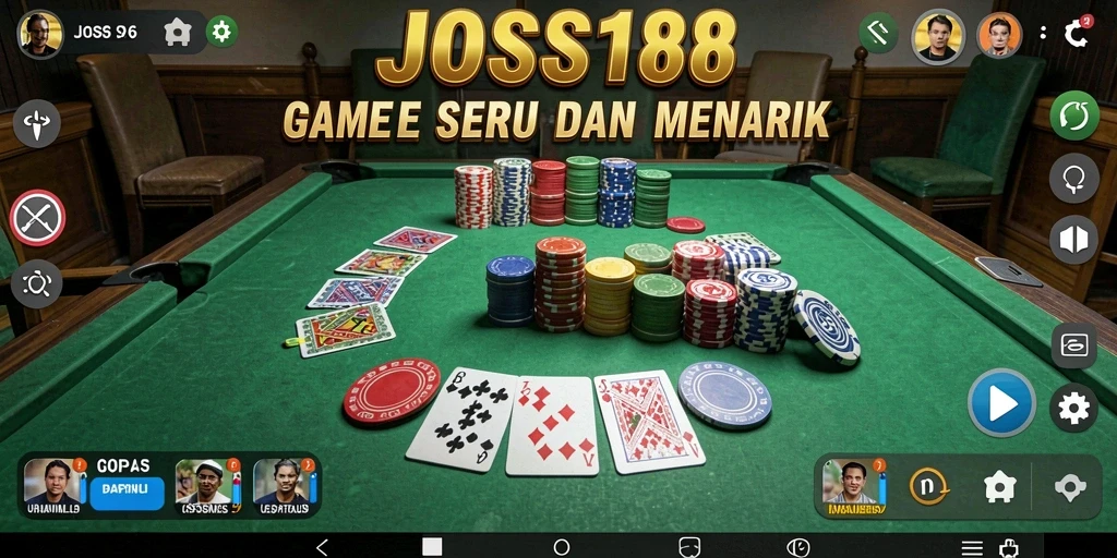 Gameplay seru Gaple di JOSS188 dengan interaksi langsung antar pemain.