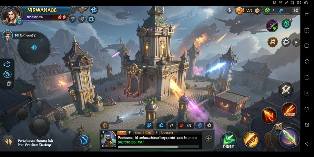 Tampilan gameplay NIRWANA88 yang mengasyikkan dalam pertempuran Tower Defense.