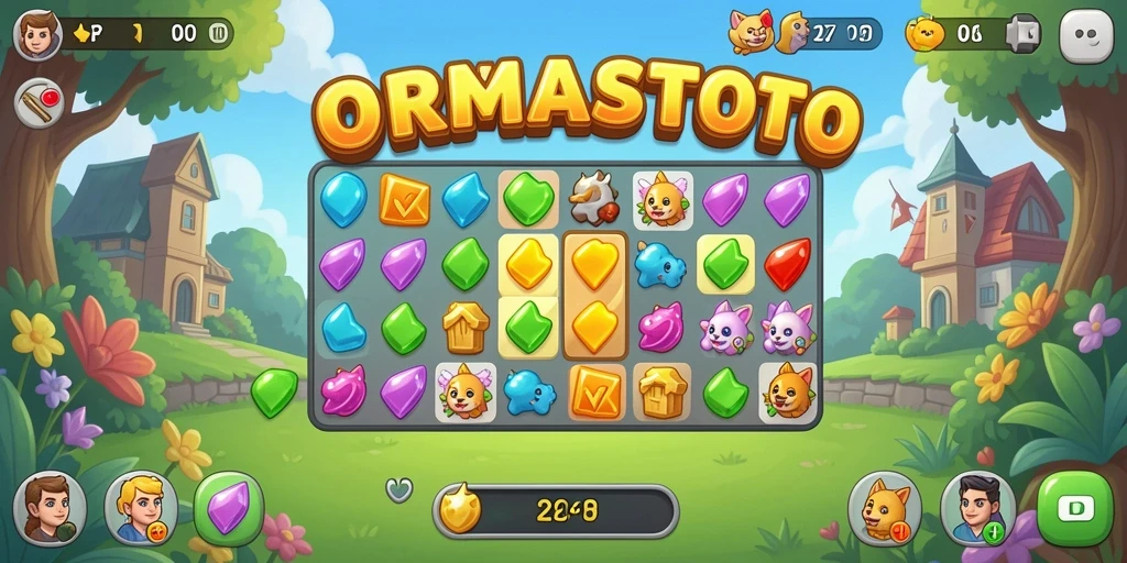 Tangkapan layar gameplay ORMASTOTO yang penuh warna dan menantang.