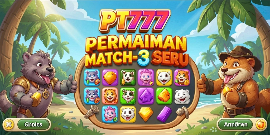 Tampilan gameplay PT777 yang penuh warna dalam genre Match-3.