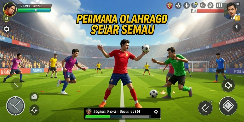 Tangkapan layar gameplay RR44 menunjukkan aksi mendebarkan dalam pertandingan olahraga.