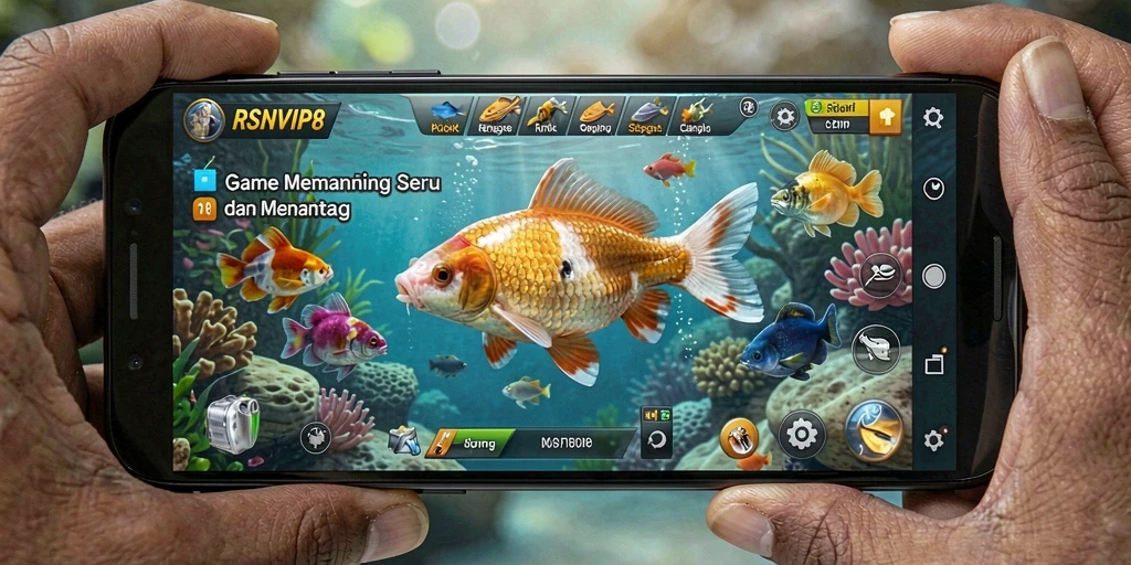 Screenshot gameplay RSNVIP8 menampilkan momen seru saat memancing.