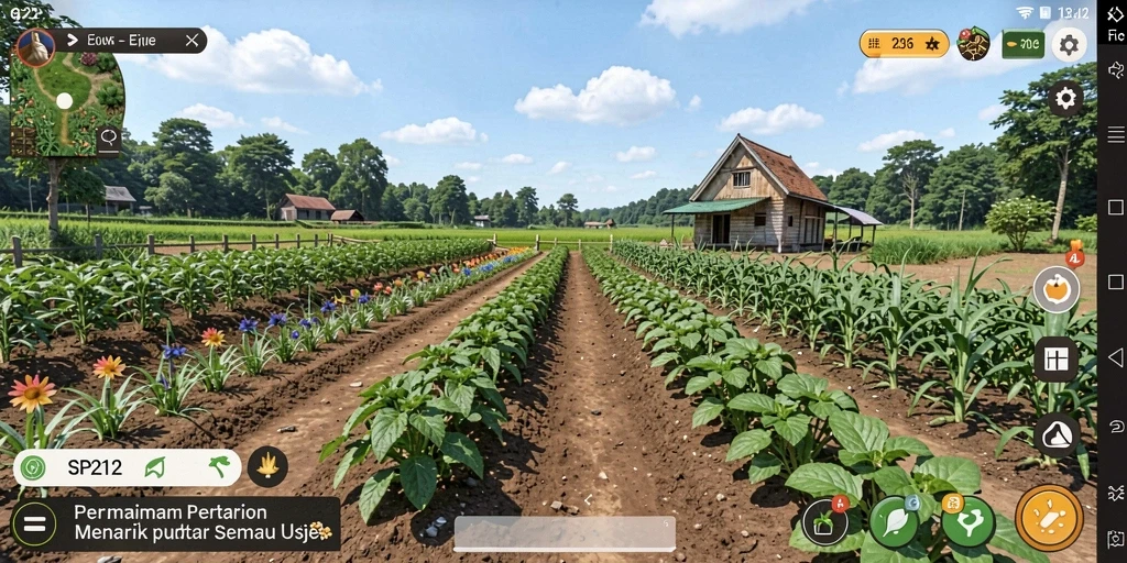 Screenshot gameplay <strong>SP212</strong> menampilkan aktivitas pertanian yang seru dan interaktif.