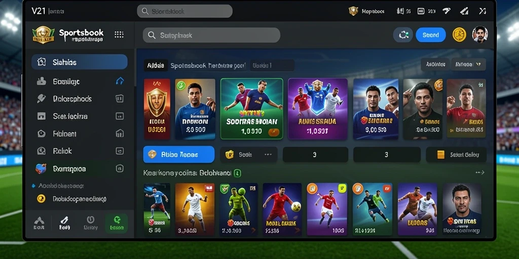 Screenshot utama V21 menampilkan layar taruhan olahraga yang menarik.